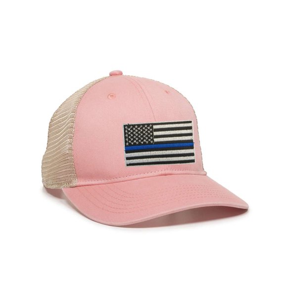 Womens Thin Blue Line USA Flag Ponytail Mesh Back Cap