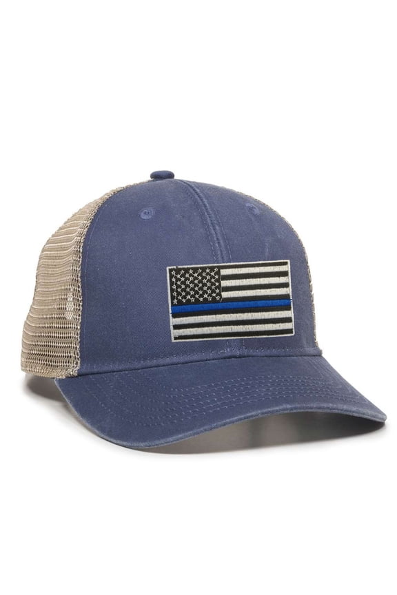 Womens Thin Blue Line USA Flag Ponytail Mesh Back Cap