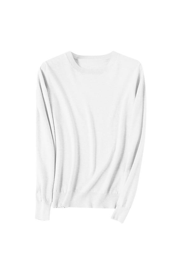 Womens Thin Fall Sweaters, Long Sleeve Pullover for Women Lightweight Casual Loose Fit Solid Color Knitted Crewneck Sweater Tops S-3XL