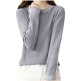 thumbnail image 1 of Womens Thin Knitted Sweaters, Fall Sweaters for Women Lightweight Casual Fleece Solid Color Crewneck Long Sleeve Pullover S-2XL, 1 of 5