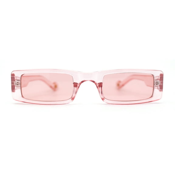 Womens Thin Narrow Rectangular Mod Sunglasses All Pink