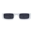 thumbnail image 1 of Womens Thin Narrow Rectangular Mod Sunglasses White Black, 1 of 4
