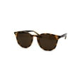 thumbnail image 1 of Womens Thin Plastic Round Horn Rim Designer Sunglasses Tortoise Solid Brown, 1 of 1
