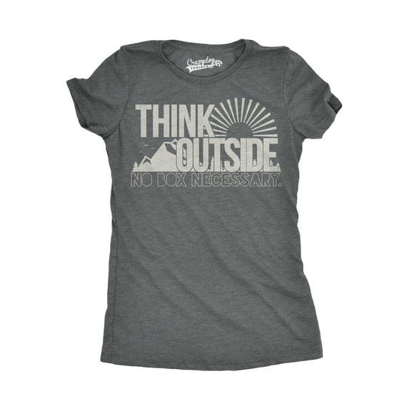 Womens Think Outside No Box Necessary Funny Cool Camping Graphic Funny T Shirt Womens Graphic Tees