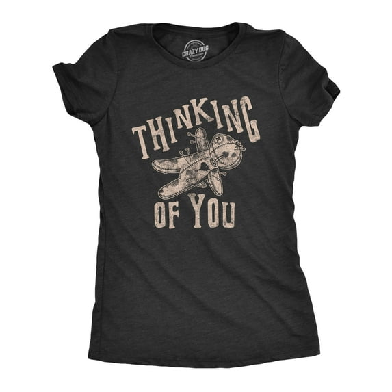 Womens Thinking Of You T Shirt Funny Voodoo Doll Graphic Novelty Tee Womens Graphic Tees