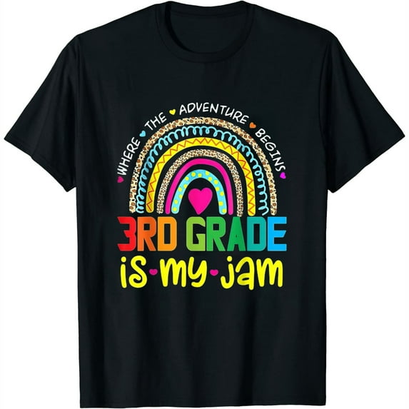 Womens Third 3Rd Grade Is My Jam - Back To School Rainbow Teacher T-Shirt White Large