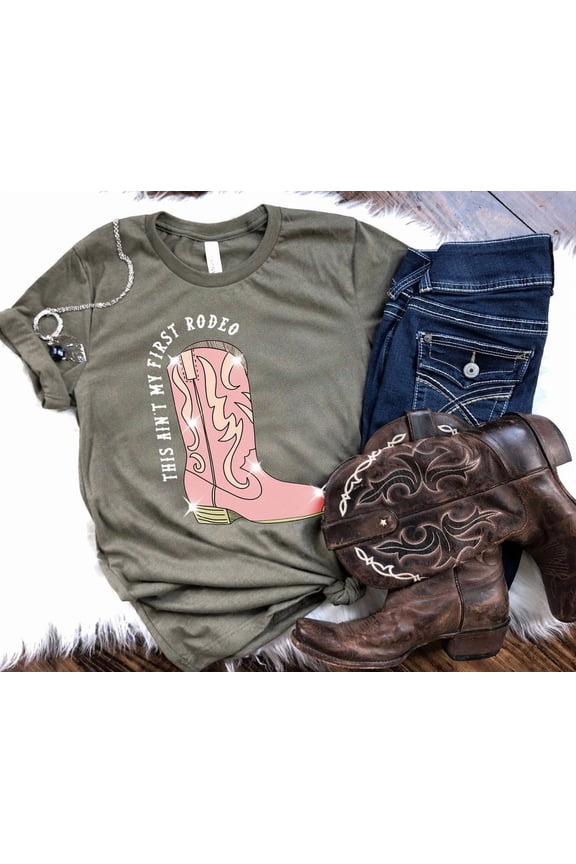 Womens This Ain'T My First Rodeo Graphic Tee | Country Shirt | Rodeo Graphic Tee | Southern Shirt | Western Style Shirt | Cowgirl Shirt
