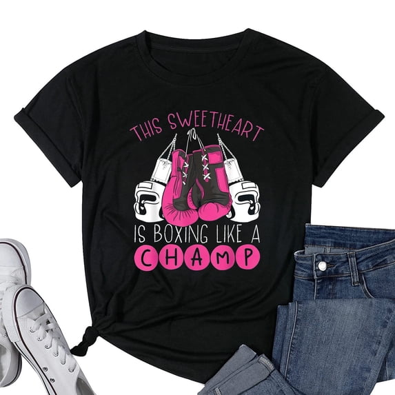 Womens This Sweetheart Is Boxing Like A Champ | Woman Boxing T-Shirt Black Small