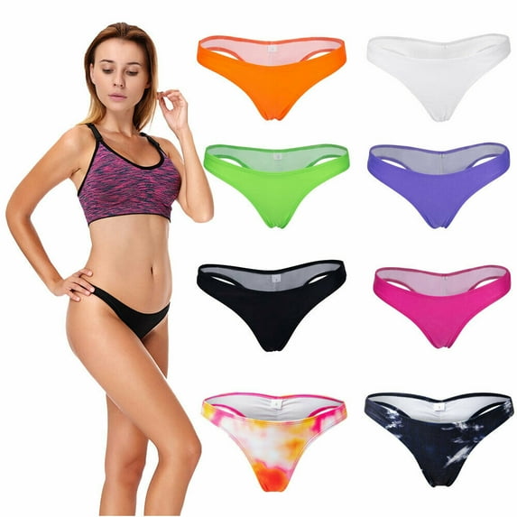 Womens Thong Bikini Bottom Low Waisted Swimwear Bottom, White, M