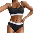 thumbnail image 1 of Womens Thong Bikini Junior Swimsuits 2 Piece Outfits for Women Black, Sizes S-XL, 1 of 7