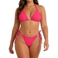thumbnail image 1 of Womens Thong Bikini Sets String Halter Two Piece Swimsuit Cheeky Solid Color Bathing Suit Hot Pink 3XL(3XL), 1 of 8