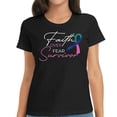 thumbnail image 1 of Womens Thyroid Cancer Fight Cancer Ribbon T-Shirt Black 2X-Large, 1 of 5