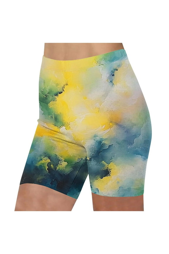 Womens Tie Dye Biker Yoga Shorts High Waisted Scrunch Tummy Control Elastic Waist Yoga Leggings Summer 2025 Stretch Athletic Casual Workout Shorts