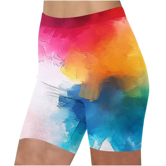 Womens Tie Dye Biker Yoga Shorts High Waisted Scrunch Tummy Control Elastic Waist Yoga Leggings Summer 2025 Stretch Athletic Casual Workout Shorts