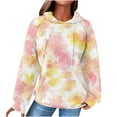 thumbnail image 1 of Womens Tie Dye Oversized Hoodies Casual Loose Waffle Knit Sweatshirt Tops Lightweight Trendy Long Sleeve Pullover Shirt with Pocket, 1 of 5