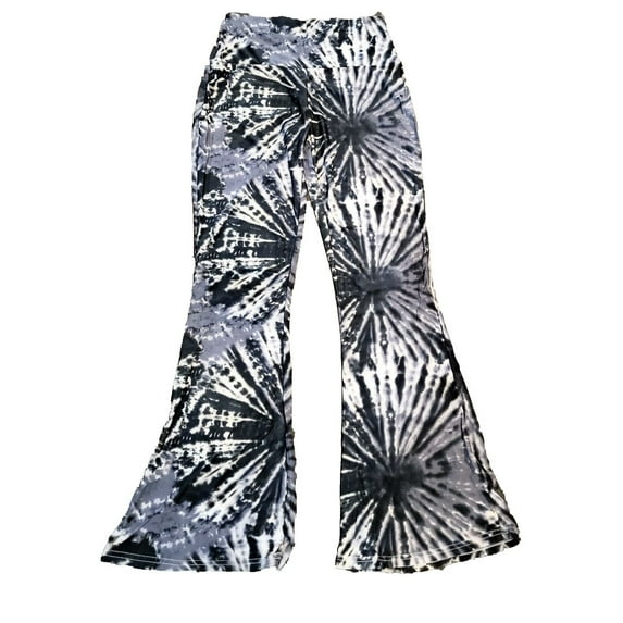 Womens Tie Dye Palazzo Pants Ladies Hippy Flare Dressy Stretch Bell Bottoms
