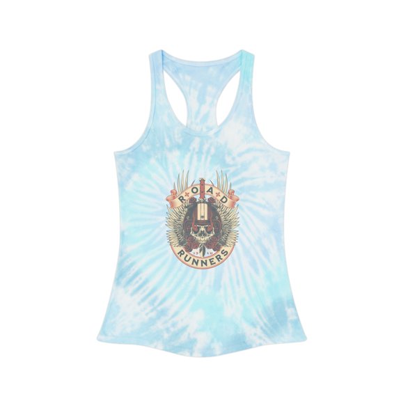 Womens Tie Dye Racerback Road Runners Motorcycle Club Tank Top