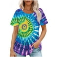 thumbnail image 1 of Womens Tie-Dye T Shirts Summer Fashion Tunic Tops for Leggings Colorful Round Neck Short Sleeve Tee, 1 of 7