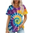 thumbnail image 1 of Womens Tie-Dye T Shirts Summer Fashion Tunic Tops for Leggings Colorful Round Neck Short Sleeve Tee, 1 of 7