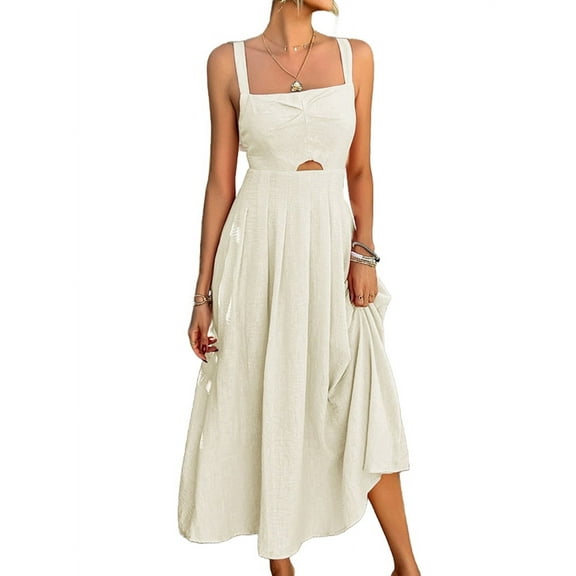 Womens Tie Front Button Down A-Line Dresses Summer Spaghetti Strap Midi Dress Floral Prints L