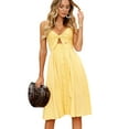 thumbnail image 1 of Womens Tie Front Button Down Spaghetti Strap Midi Dress - S, 1 of 6