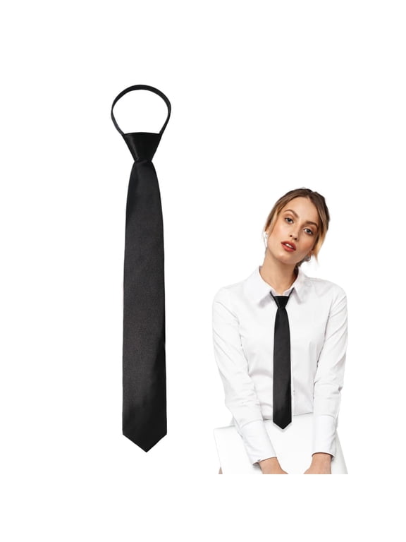 Women's Pre Tied Necktie with Zipper Closure, Adjustable Tie for Office, School Uniform and Formal Outfits