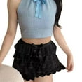 thumbnail image 1 of Womens Tiered Ruffled Lace Panty Bloomers Shorts Sweet Bowknot Half Slip Safety Pant Frilly Pettipants Knickers, 1 of 8