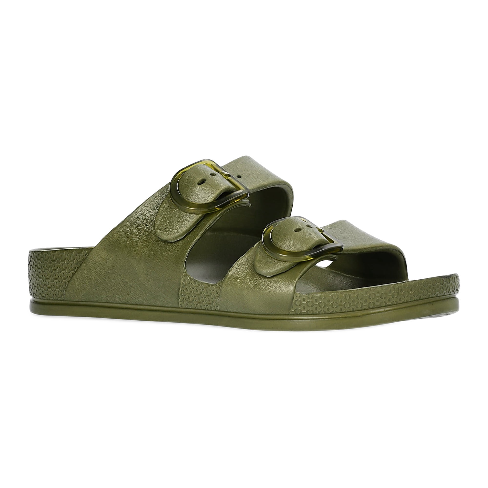 Time and Tru Women's Double Buckle EVA Slide Sandals