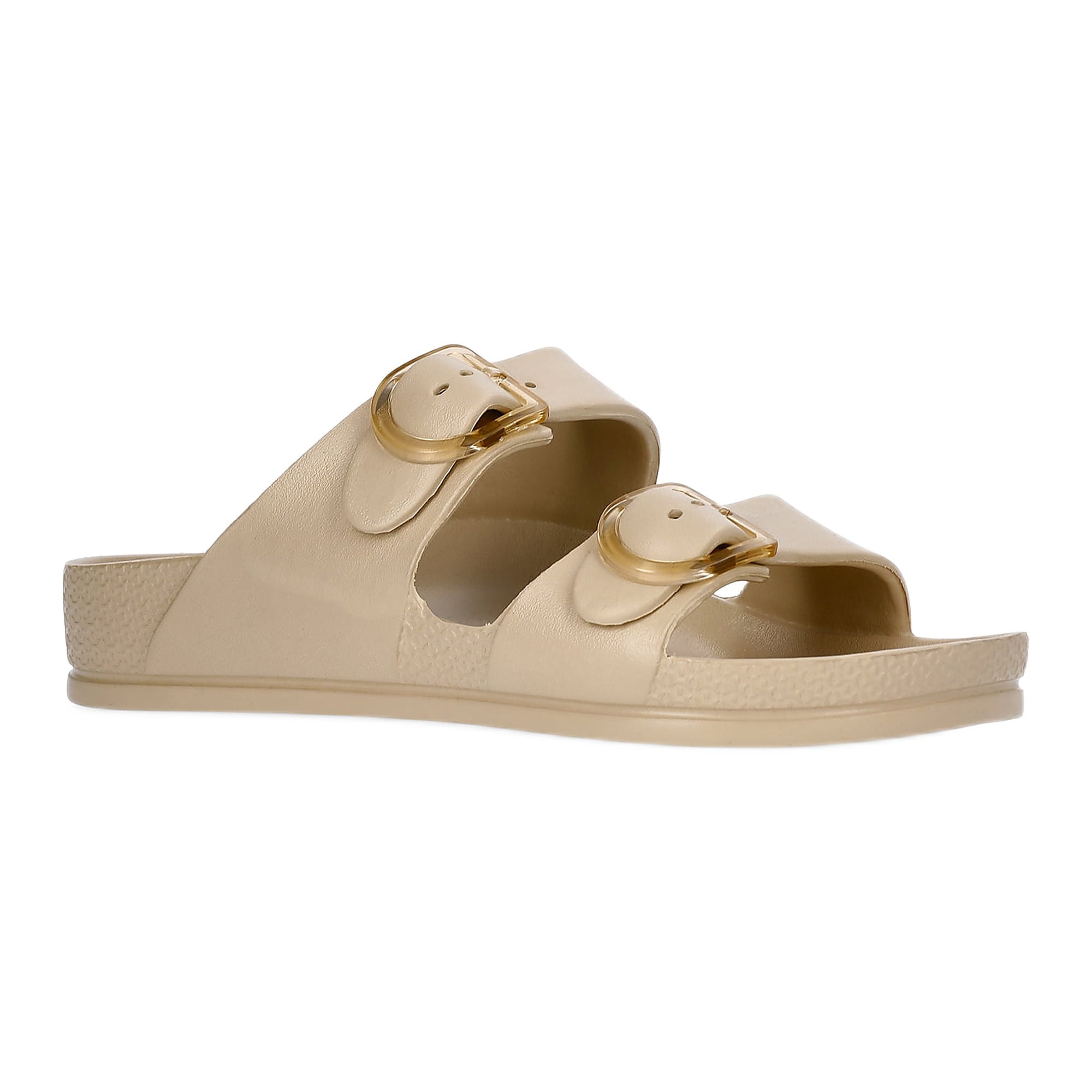 Time and Tru Women's Double Buckle EVA Slide Sandals