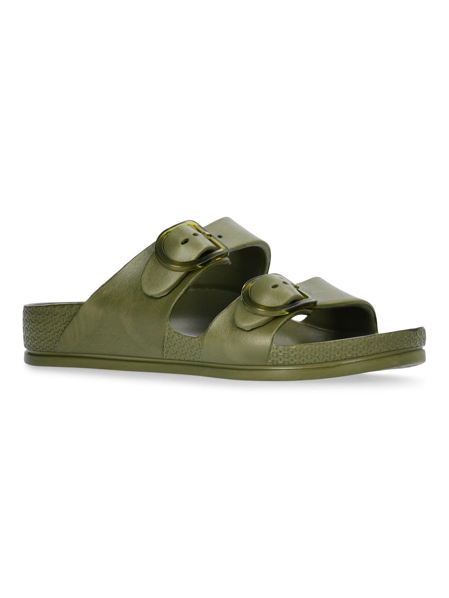 Time and Tru Women's Double Buckle EVA Slide Sandals