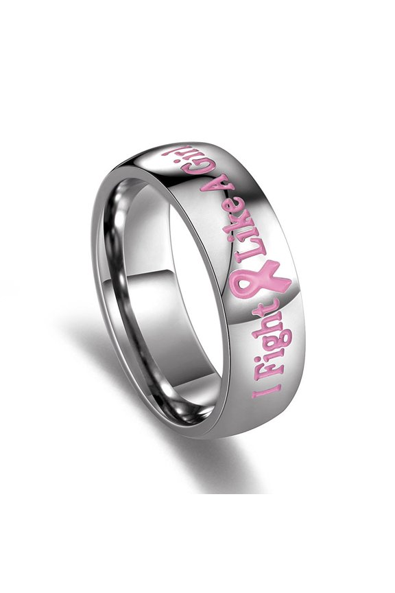 Womens Titanium Steel Geometric Ring, English Ribbon Design, Fashion Jewelry Gift for Travel, Souvenir