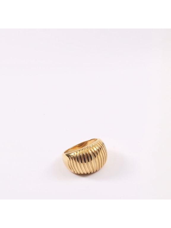 Womens Titanium Steel Ring Gold Geometric Index Finger Ring Fashion Retro Lantern Design Jewelry Gift for Her