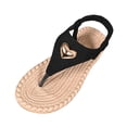 thumbnail image 1 of Womens Toe Ring Flat Sandals Comfortable Flip Flops T Strap Footbed Sandals Ankle Strap Summer Beach Shoes, 1 of 9