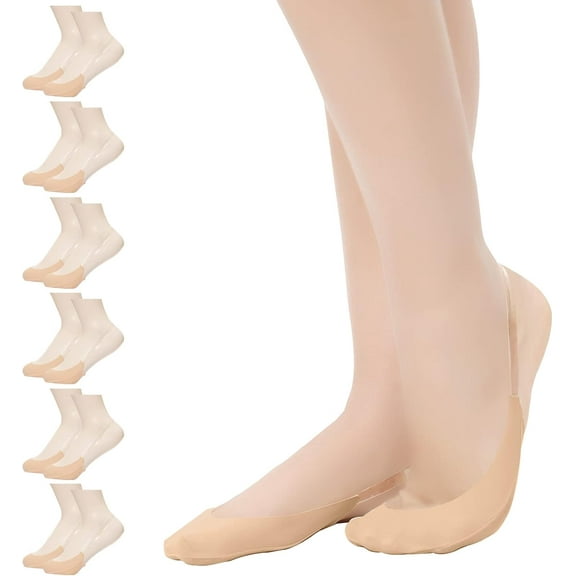 Womens Toe Topper Socks with Invisible SlingBack 6 Pairs Low Half Cut No Show Toe Covers for Heels