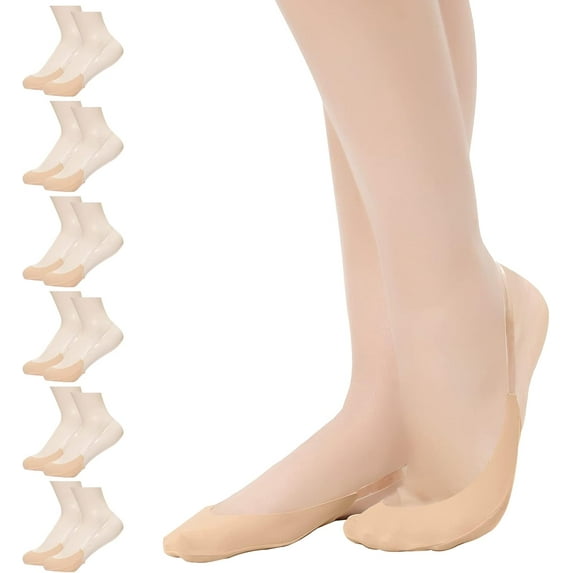 Womens Toe Topper Socks with Invisible SlingBack 6 Pairs Low Half Cut No Show Toe Covers for Heels