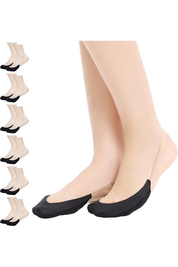 Womens Toe Topper Socks with Invisible SlingBack 6 Pairs Low Half Cut No Show Toe Covers for Heels