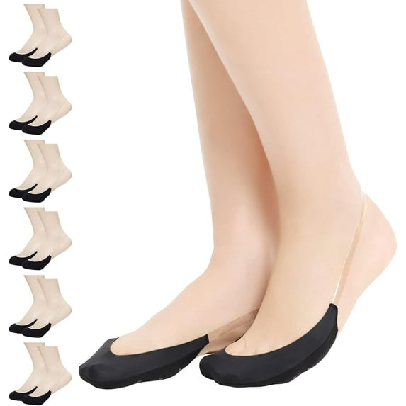 Womens Toe Topper Socks with Invisible SlingBack 6 Pairs Low Half Cut No Show Toe Covers for Heels