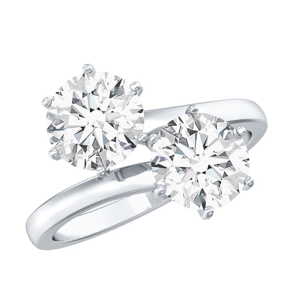 Rosec Jewels Womens Toi Et Moi Engagement Ring with Moissanite - 7 mm Round - D-VS1 Quality Certified - with Jewelry Box, 925 Sterling Silver, US 4.00