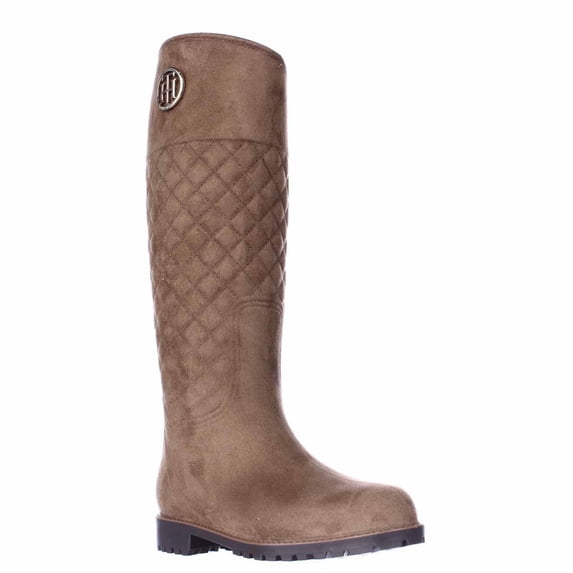 Womens Tommy Hilfiger Babette Quilted Rain Boots - Medium Brown