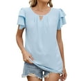 thumbnail image 1 of Womens Toos V Neck Tees for Women Short Sleeve Shirt Women Clearance Items Under 5 Dollars, 1 of 9