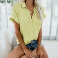 thumbnail image 1 of Tbopshirt Womens Top Fashion Woman Causal Button Solid Blouse Short Sleeve T-Shirt Summer Tops, 1 of 4