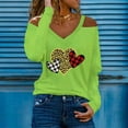 thumbnail image 1 of Tbopshirt Womens Top Women Casual Printed Sexy Long Sleeve V-Neck Pullover Off Shoulder Blouse Tshirt Tops, 1 of 4