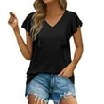 thumbnail image 1 of Tbopshirt Womens Top Women Fashion Solid Casual V-Neck Short Sleeve Loose T-Shirt Blouse Tops, 1 of 4