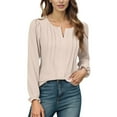thumbnail image 1 of Womens Top Crew Neck Tops Beige Womens Long Sleeve T Shirts Womens Basic Tops Fall Shirt Women, 1 of 5