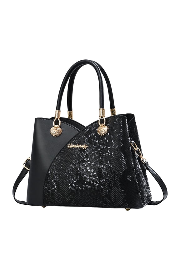 Womens Top Handle Purses and Handbags Sparkly Fashion Crossbody Bags Ladies Multi Compartments Satchel Shoulder Bags Black