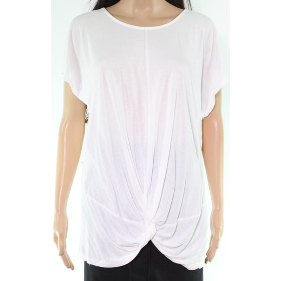 Womens Top Soft Off Plus Knit Tie Front T-Shirt 2X