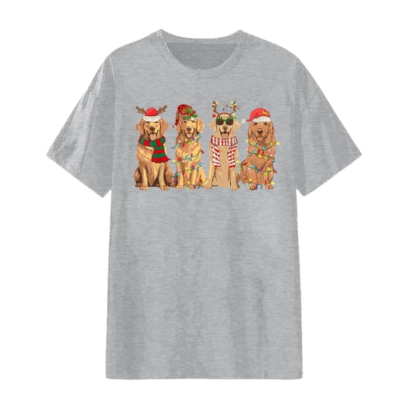 Womens Top Unisex Graphic Print Short Sleeve Crew Neck Soft Ladies Vacation Clothes,Grey,XL