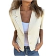thumbnail image 1 of Womens Tops Under $10 - Short Sleeve Blazer For Women Lightweight Business Casual Fashion Suit 2026 Summer Lapel Open Front Work Office Jacket Beige XXL, 1 of 6