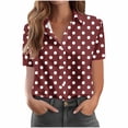 thumbnail image 1 of Womens Tops Under $10 Tops for Women Trendy Womens Button Down Blouse Loose Comfy Short Sleeve Shirts Casual Work Blouse Summer Hawaiian Outfits Wine XL, 1 of 6