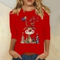 thumbnail image 1 of Womens Tops 2024 Funny Christmas Long Sleeve Shirts Crew Neck Dressy Tshirt Casual Loose Blouse Red M, 1 of 4